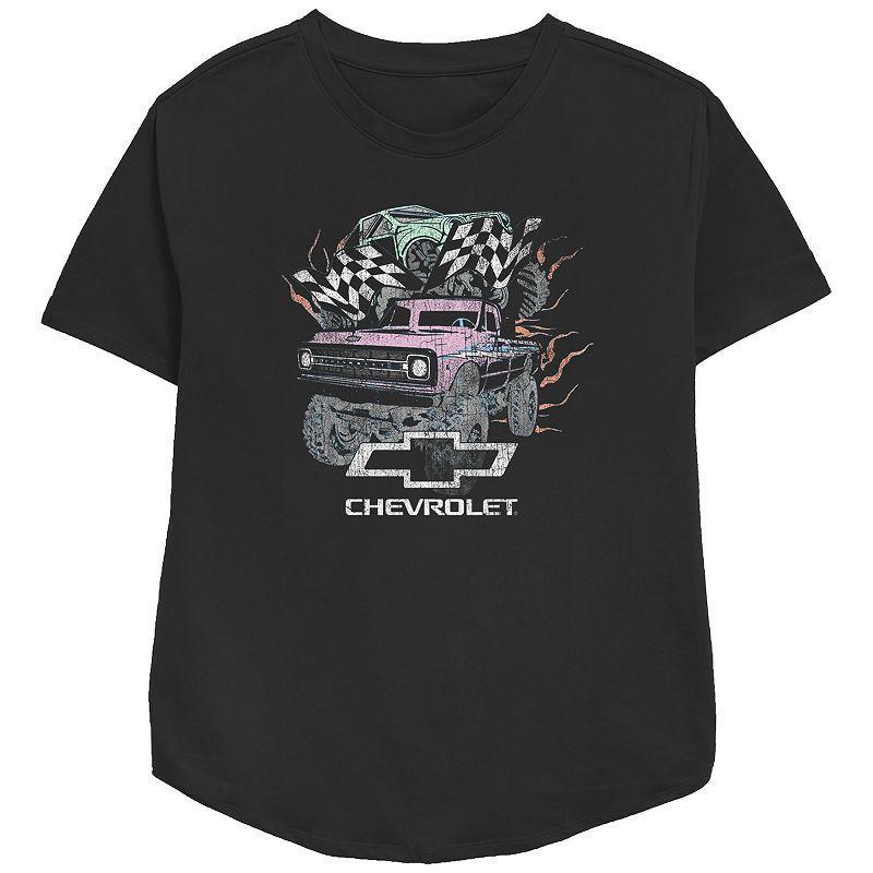 Womens Chevrolet Pastel Monster Trucks Relaxed Fit Graphic Tee, Girls Product Image