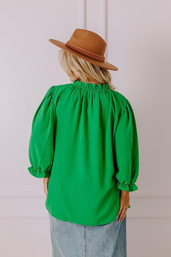 Brunch Date Shift Top In Kelly Green Curves Product Image