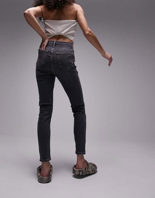 Topshop Jamie jeans with knee rips in dirty gray Product Image