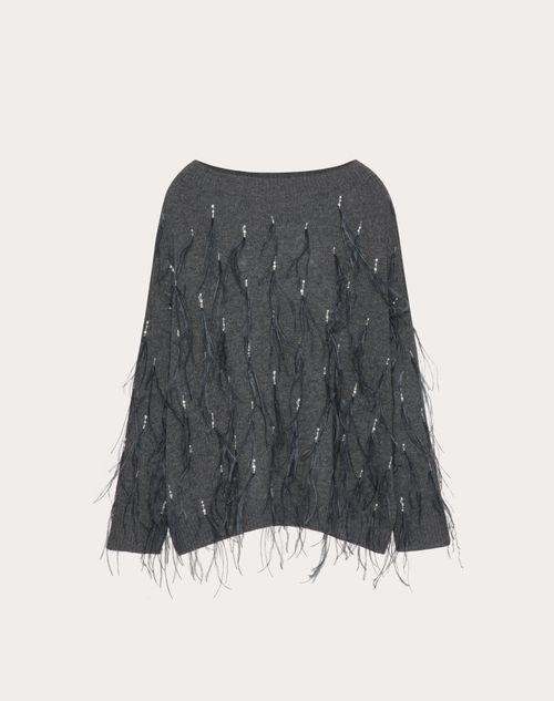 EMBROIDERED WOOL SWEATER WITH FEATHERS Product Image