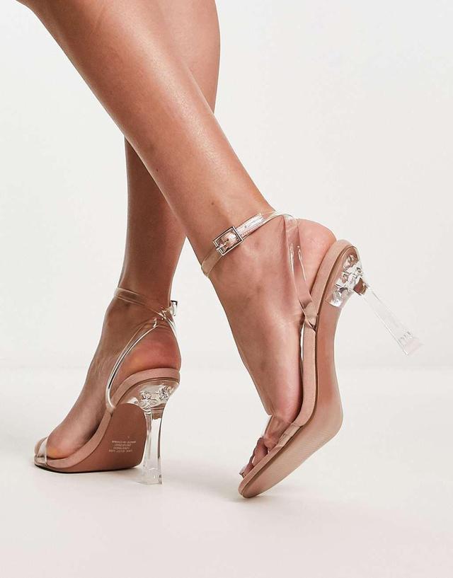 ASOS DESIGN Notion barely there heeled sandals in clear Product Image