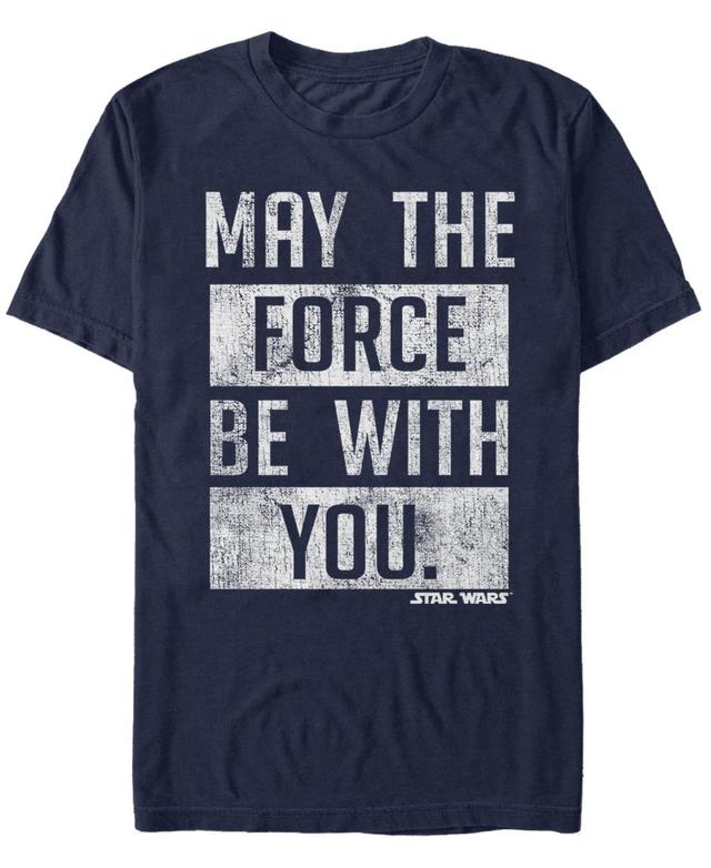 Mens Star Wars May The Force Be With You Blocks Tee Blue Product Image