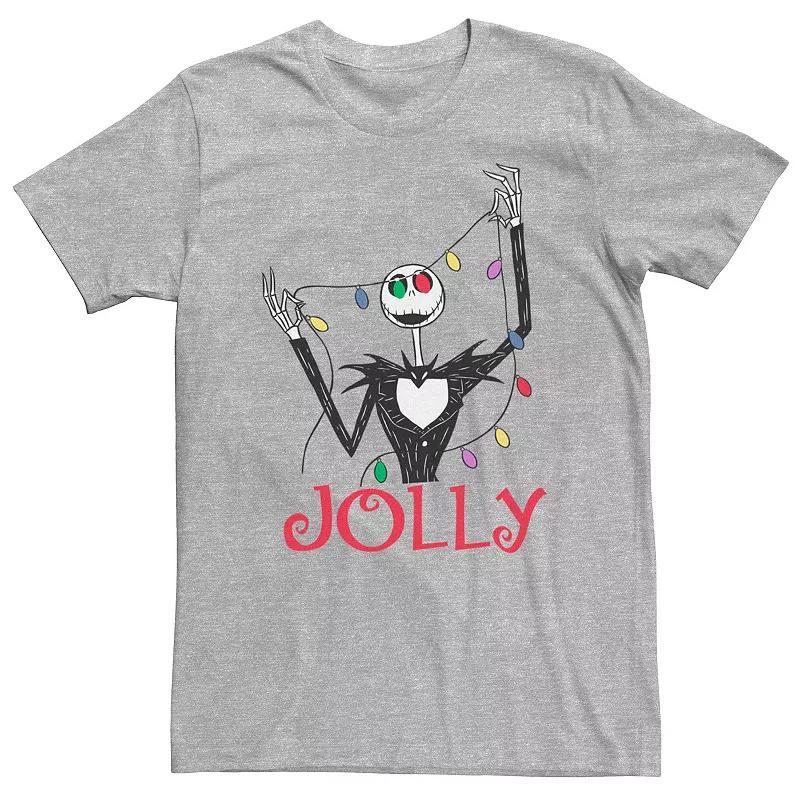 Big & Tall Nightmare Before Christmas Jolly Jack Christmas Lights Eyes Tee, Mens Athletic Grey Product Image