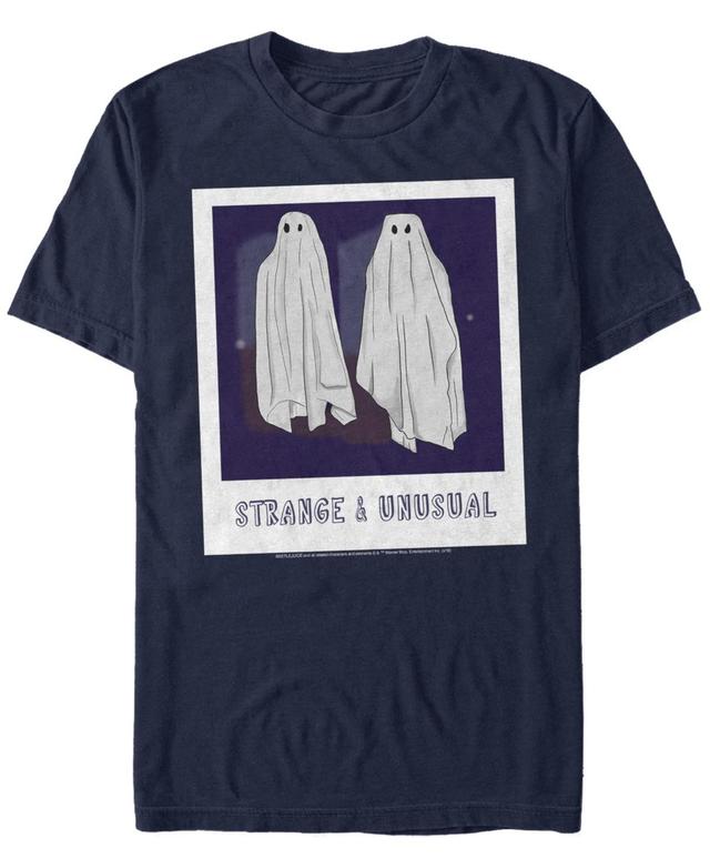 Mens Beetlejuice Ghosts Strange And Unusual Text Poster Tee Blue Product Image