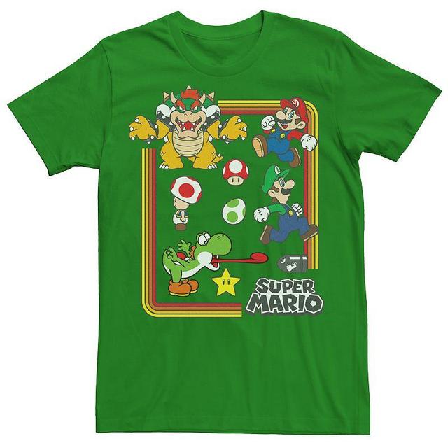 Mens Super Mario Bros Retro Group Rainbow Tee Product Image