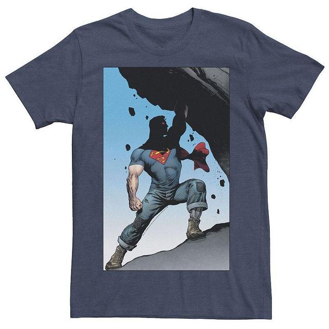 Mens DC Comics Superman Power Lift Comic Poster Tee Navy Grey Product Image