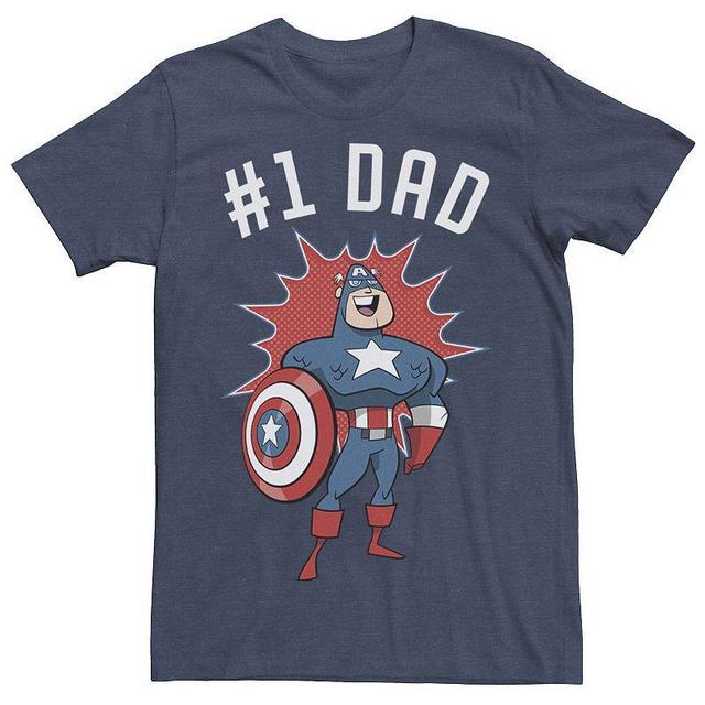 Mens Marvel Fathers Day #1 Dad Captain America Portrait Tee Royal Grey Product Image