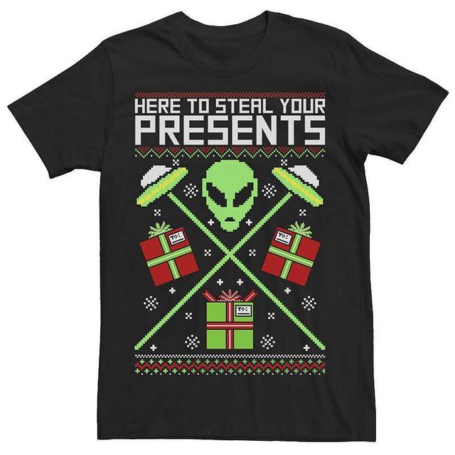 Mens Aliens Here To Steal Your Presents Knit Style Graphic Tee Product Image