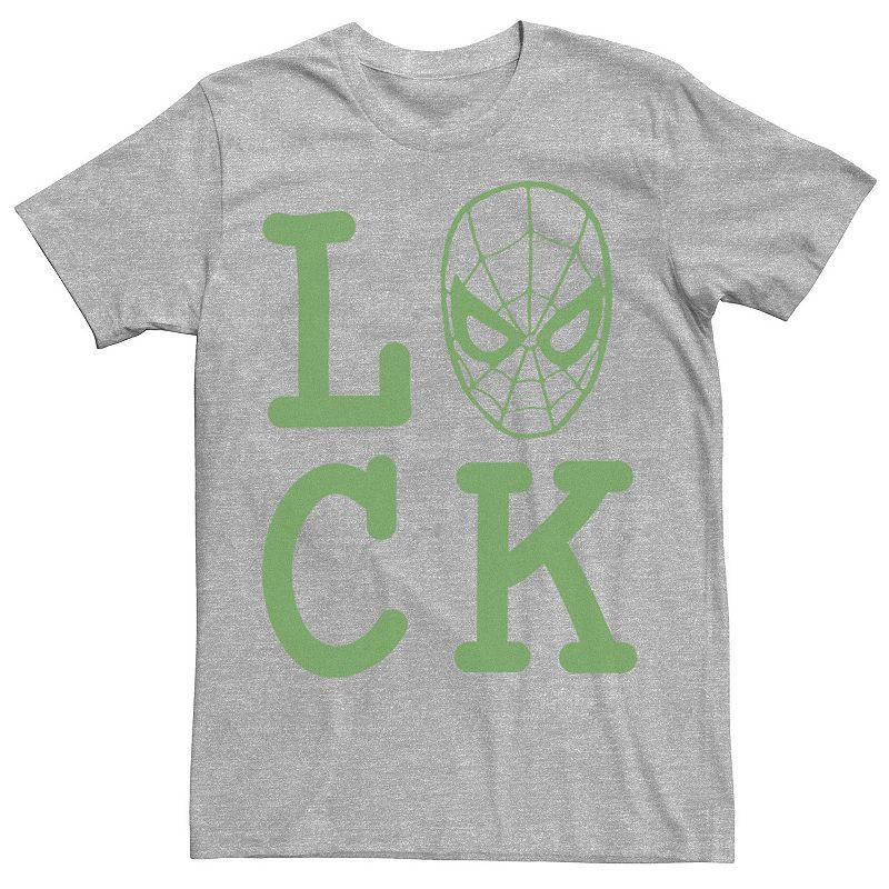 Mens Marvel Spider-Man Large Luck Text Tee Athletic Grey Product Image