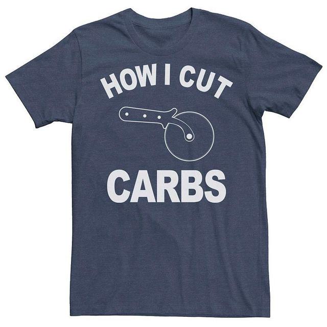 Mens Chin-Up Pizza Cutter How I Cut Carbs Graphic Tee Navy Grey Product Image