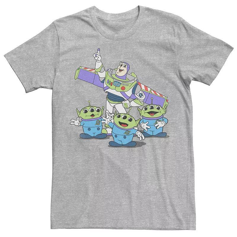 Disney / Pixars Toy Story Buzz Lightyear And Aliens Mens Vintage Look Tee Athletic Grey Product Image