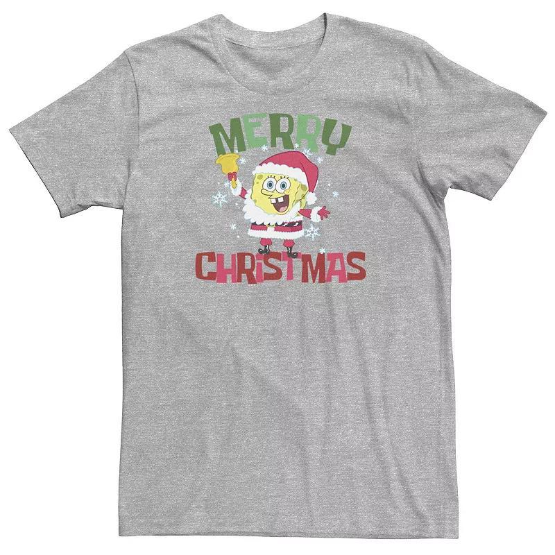 Big & Tall Nickelodeon SpongeBob SquarePants Santa Outfit Merry Christmas Tee, Mens Athletic Grey Product Image