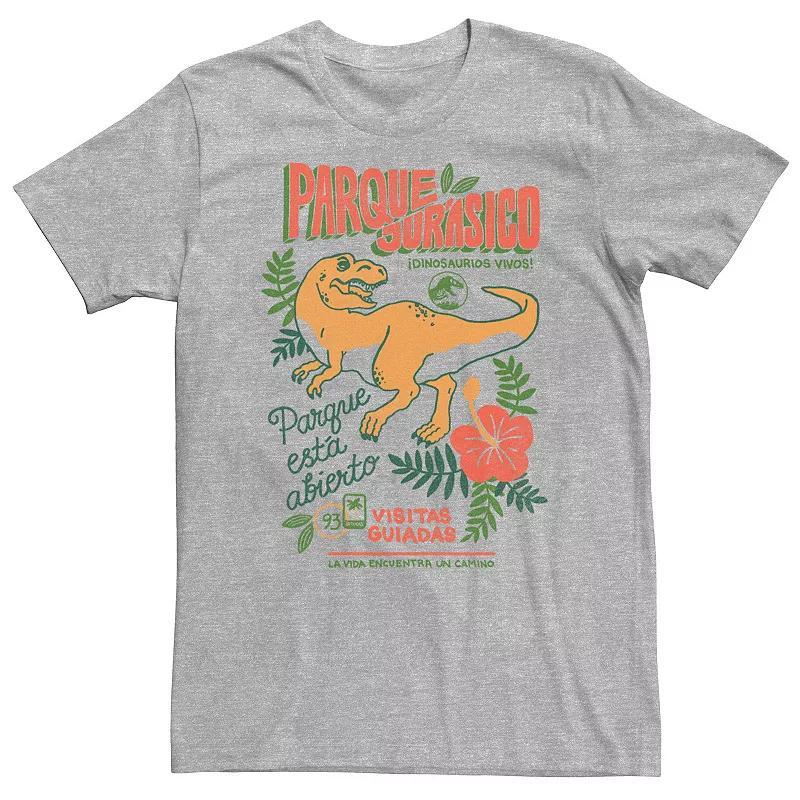 Big & Tall Jurassic Park Spanish Opening Day Poster Tee, Mens Athletic Grey Product Image