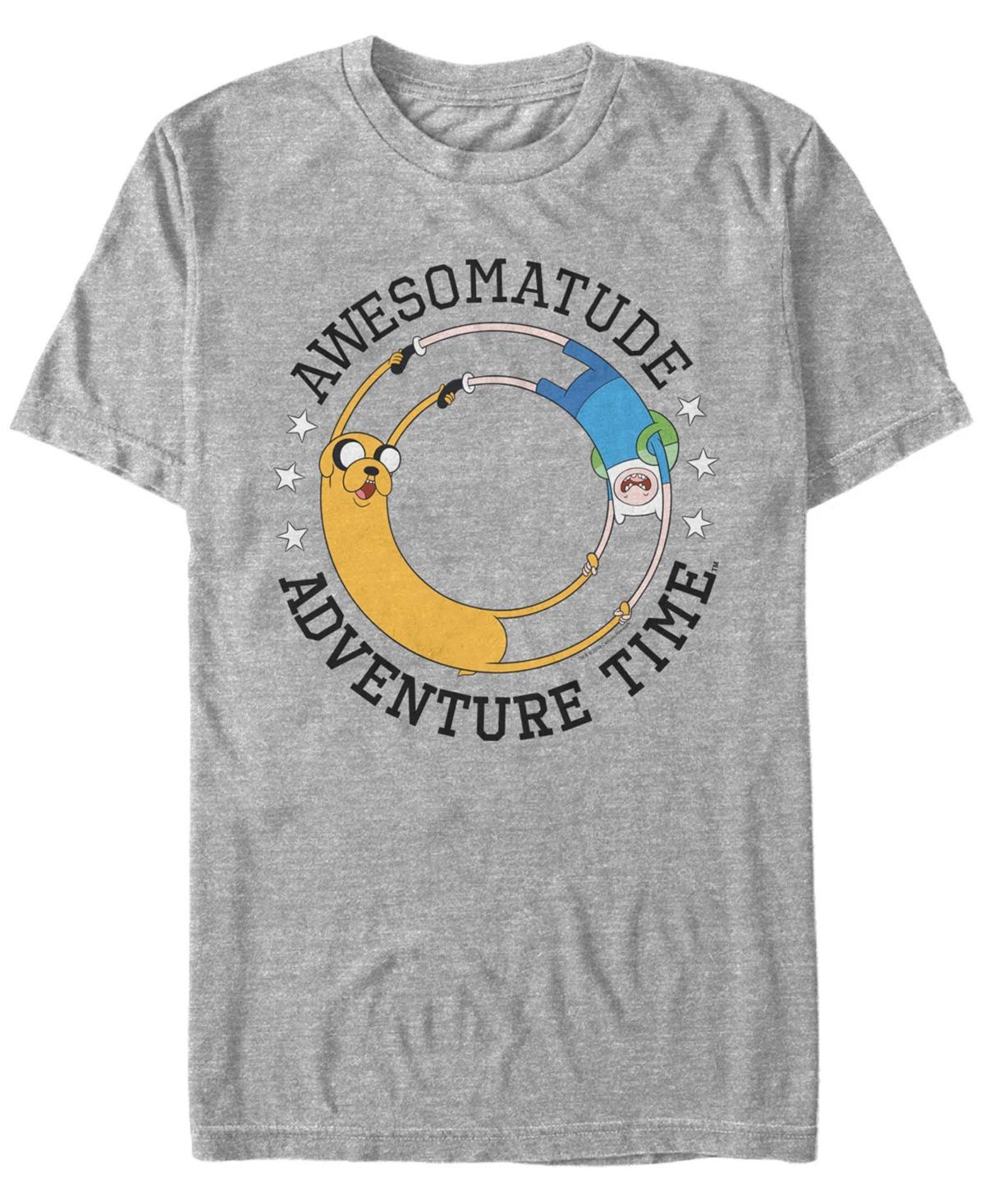 Mens Cartoon Network Adventure Time Jake And Finn Awesomatude Tee Athletic Grey Product Image