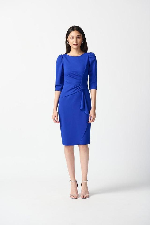 Scuba Crepe Boat Neckline Sheath Dress- Royal Sapphire Product Image