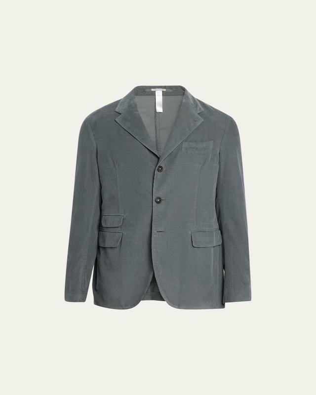 Mens Single-Breasted Solid Cotton Sport Jacket Product Image