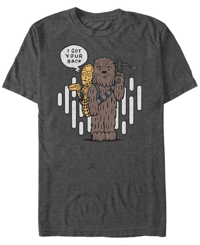 Star Wars Mens Classic Cute Chewie And C-3Po Cartoon Short Sleeve T-Shirt Product Image