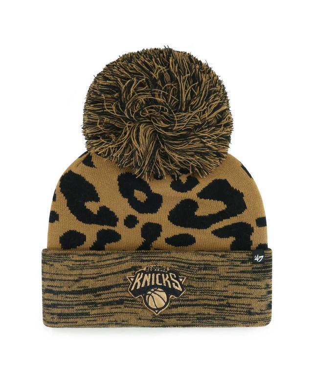 Womens 47 Leopard New York Knicks Rosette Cuffed Knit Hat with Pom Product Image