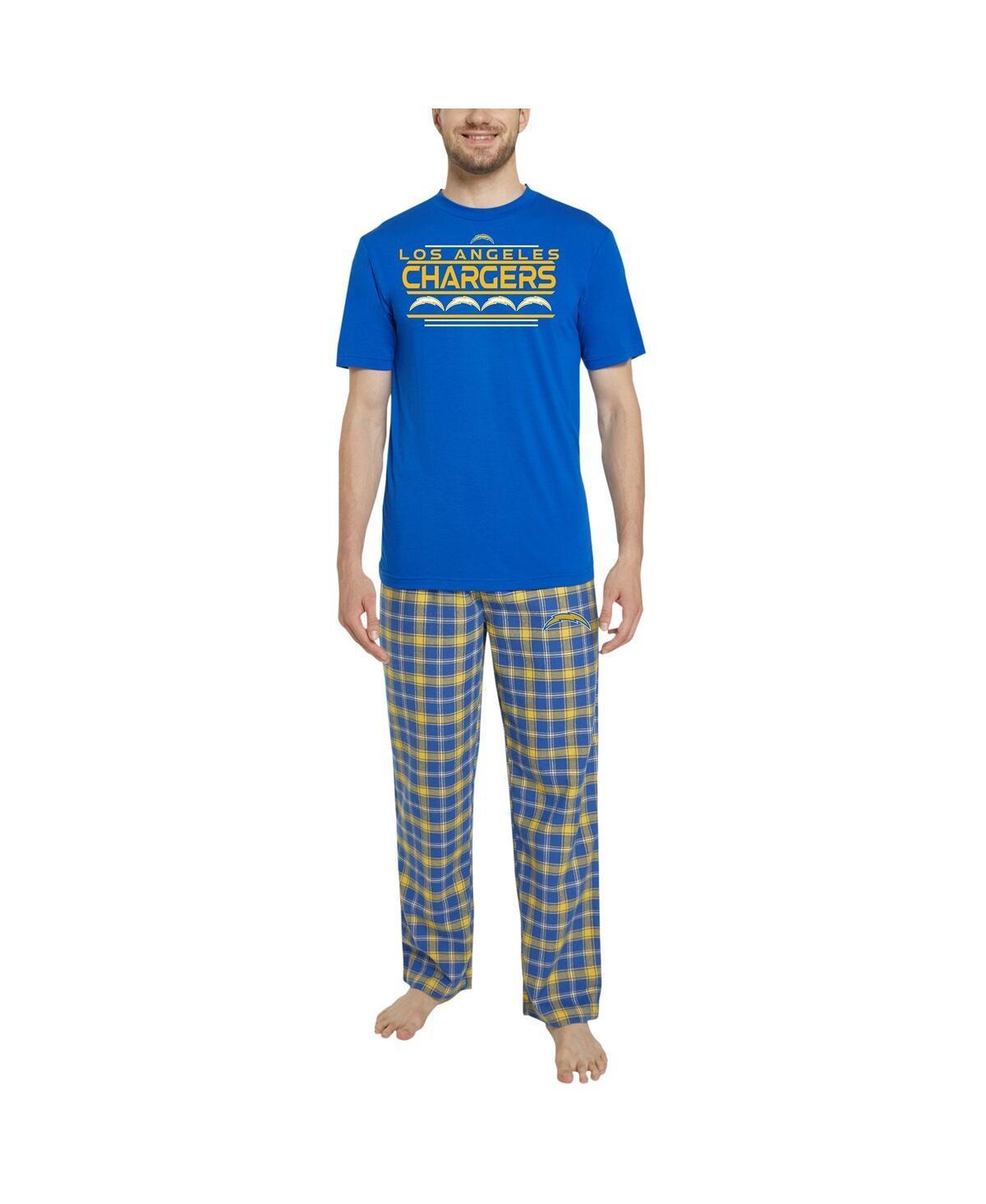 Mens Concepts Sport Royal/Gold Los Angeles Chargers ArcticT-Shirt & Flannel Pants Sleep Set Product Image