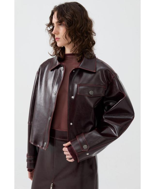 Nocturne Womens Faux Leather Cropped Jacket Product Image