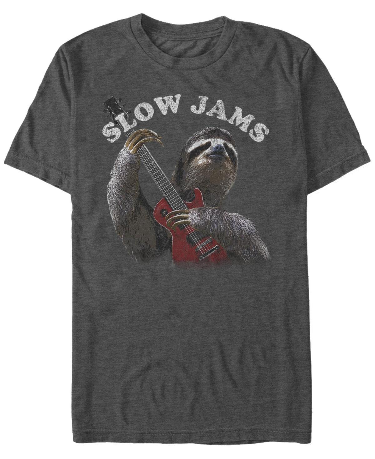 Mens Sloth Slow Jams Graphic Tee Dark Grey Product Image