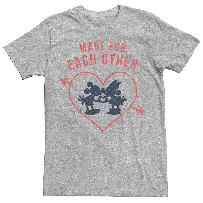 Disneys Mickey & Minnie Valentines Day Heart Mens Tee Athletic Grey Product Image