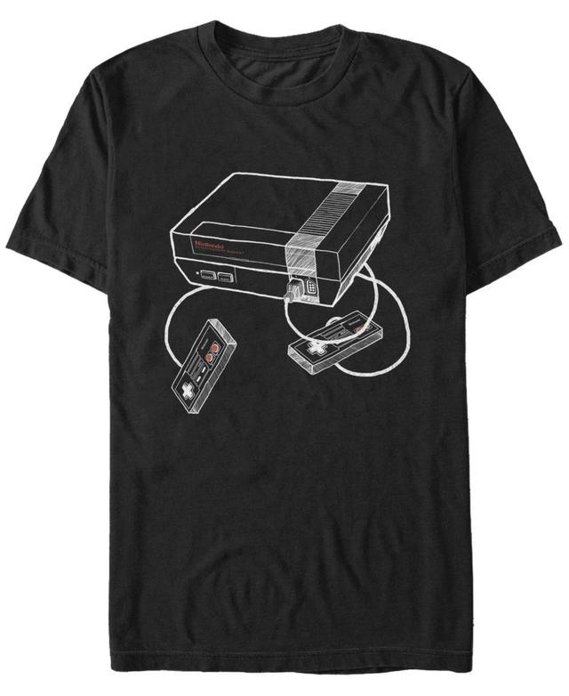 Nintendo Mens Classic Nes Console Sketch Outline Short Sleeve T-Shirt Product Image