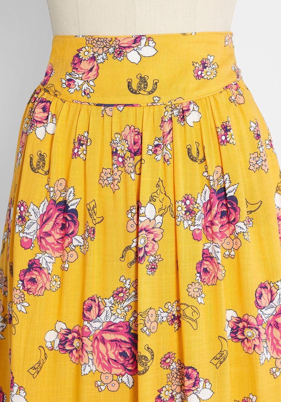 Swinging Saddles Midi Skirt Product Image