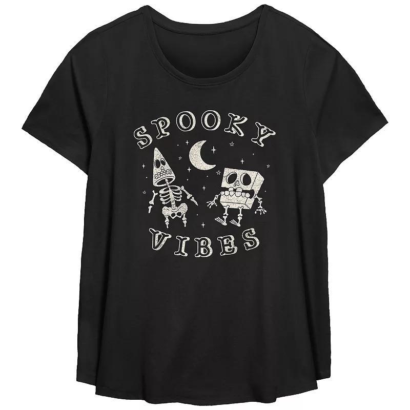 Plus Size Nickelodeon SpongeBob SquarePants And Patrick Spooky Vibes Flowy Graphic Tee, Womens Product Image