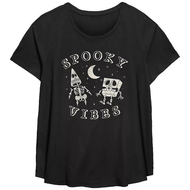 Plus Size Nickelodeon SpongeBob SquarePants And Patrick Spooky Vibes Flowy Graphic Tee, Womens Product Image