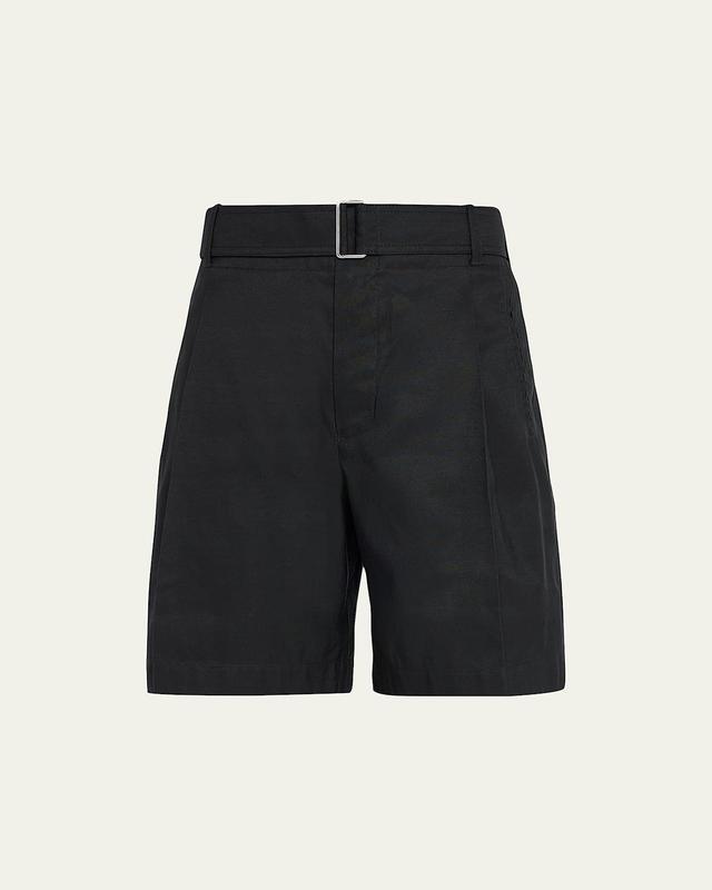 Mens Pleated Self-Belt Tailored Shorts Product Image