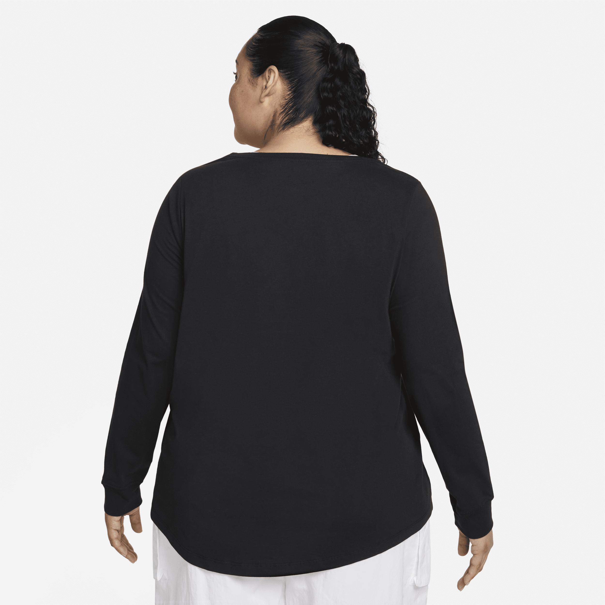 Women's Nike Sportswear Club Long-Sleeve T-Shirt (Plus Size) in Black, Size: 2X  Product Image