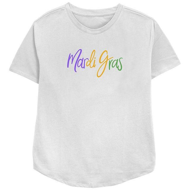 Womens Mardi Gras Colorful Letters Relaxed Fit Graphic Tee, Girls Product Image