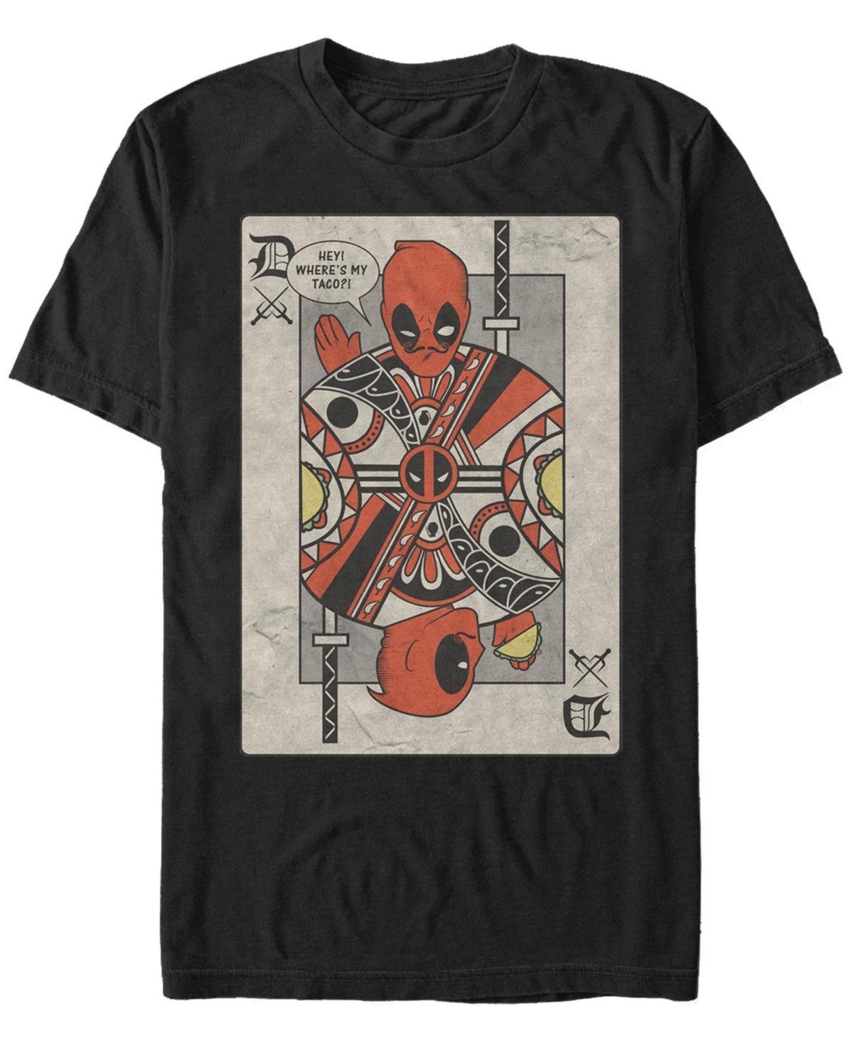 Marvel Mens Comic Collection Deadpool Playing Card Tacos Short Sleeve T-Shirt Product Image