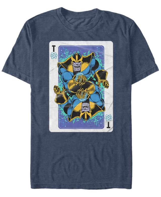 Mens Marvel Comics Thanos Playing Card Tee Navy Grey Product Image