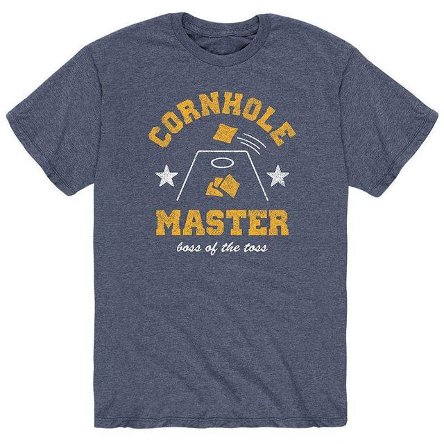 Mens Cornhole Master Tee Grey Blue Product Image