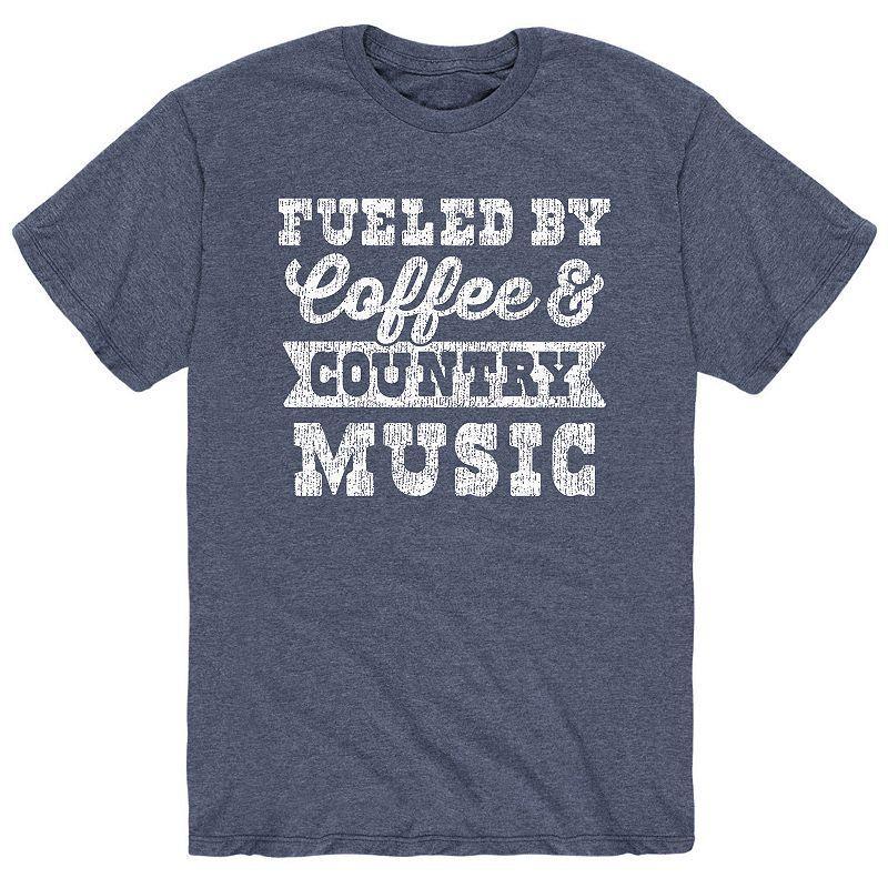 Mens Fueled By Coffee Country Music Tee Dark Blue Product Image