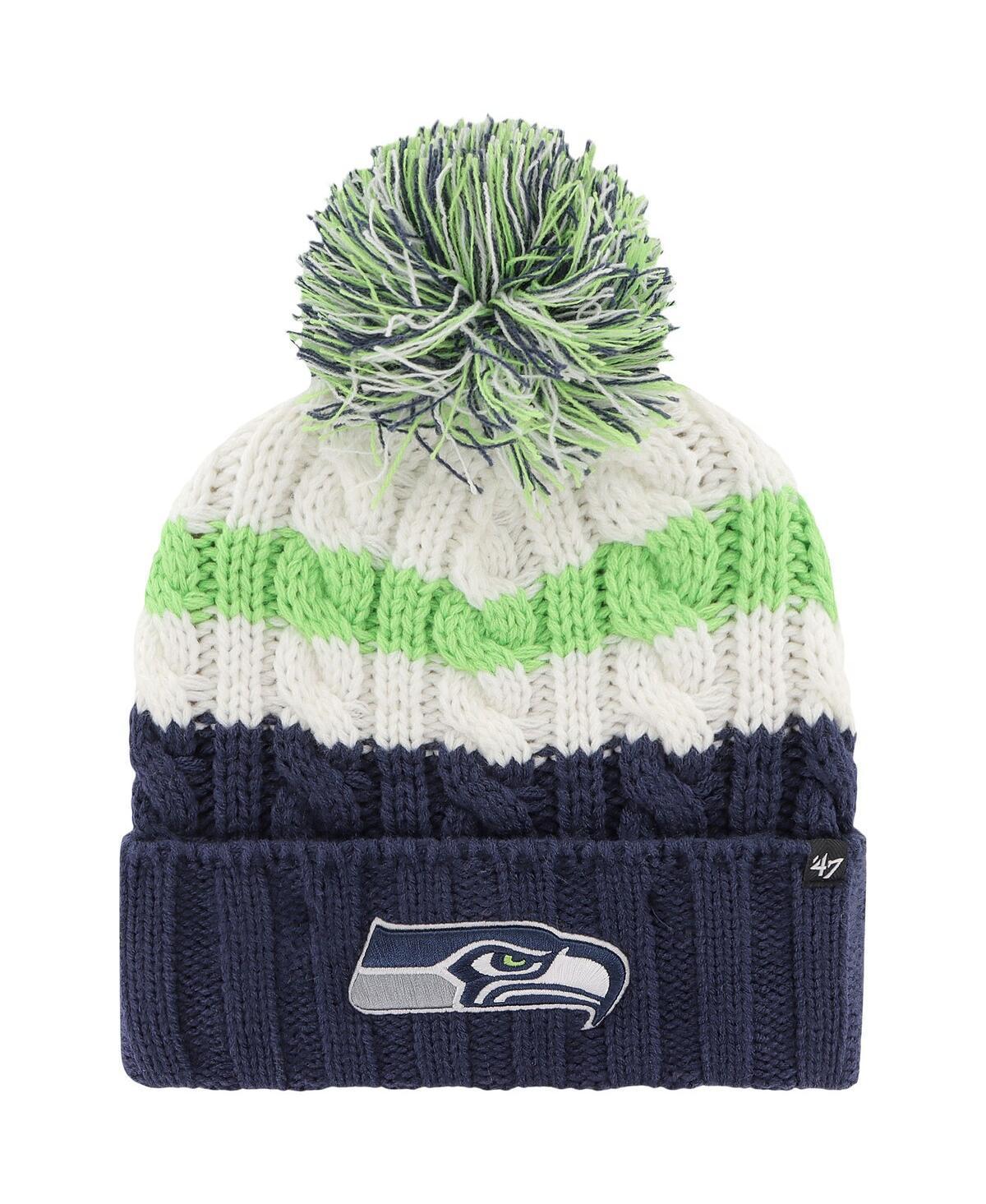 Womens 47 Brand White Seattle Seahawks Ashfield Cuffed Knit Hat with Pom Product Image