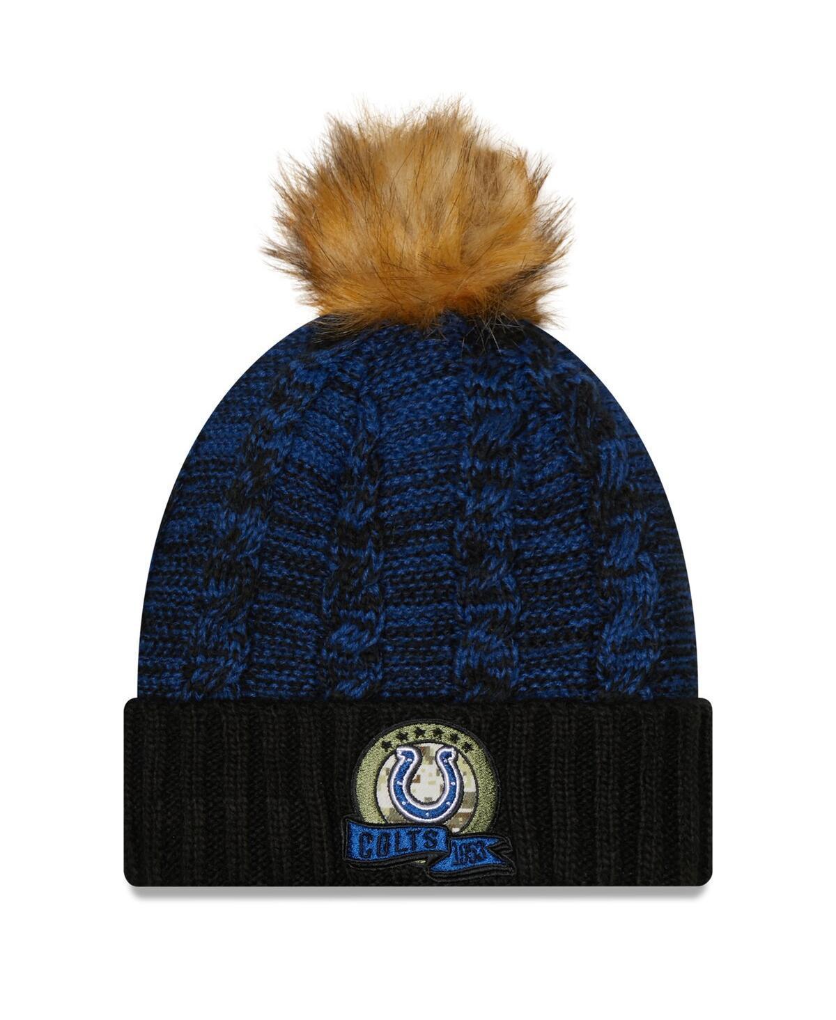 Womens New Era Black Indianapolis Colts 2022 Salute To Service Pom Knit Hat - Black Product Image