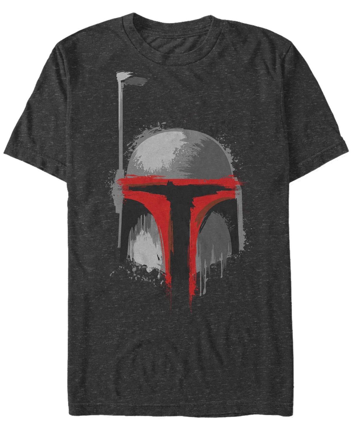 Mens Star Wars Boba Fett Dripping Paint Helmet Graphic Tee Grey Product Image