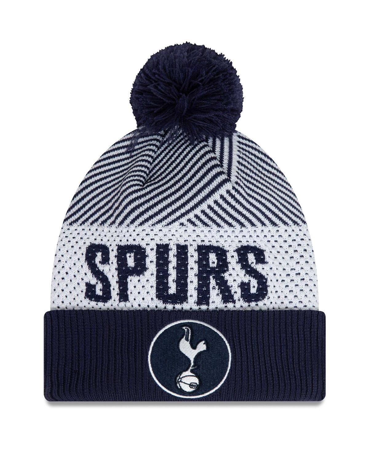 Mens New Era Navy Tottenham Hotspur Engineered Sport Cuffed Knit Hat with Pom Product Image