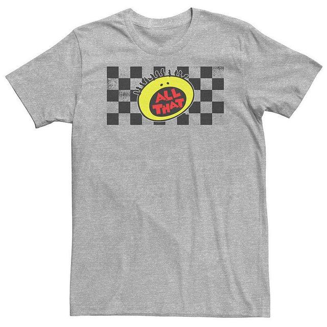 Big & Tall Nickelodeon All That Distressed Checkered Logo Tee, Mens Athletic Grey Product Image