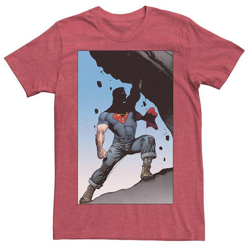 Mens DC Comics Superman Power Lift Comic Poster Tee Red Grey Product Image