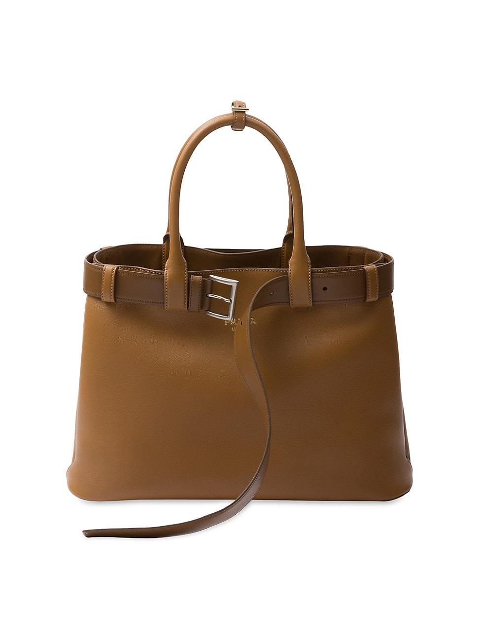 Buckle Grain Leather Top-Handle Bag Product Image