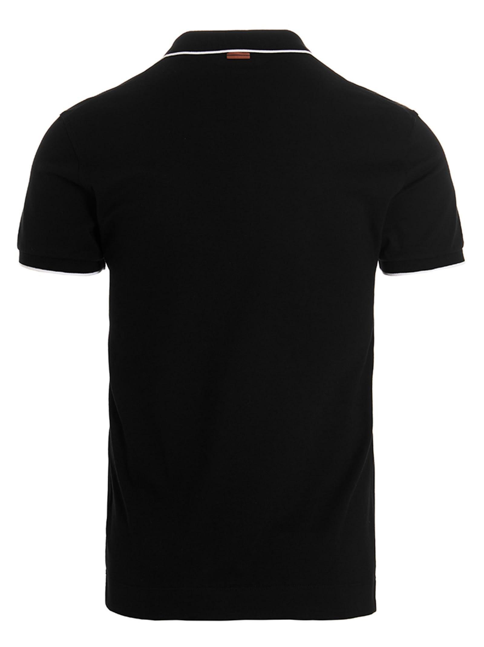 ZEGNA Cotton Polo Shirt In Black   Product Image