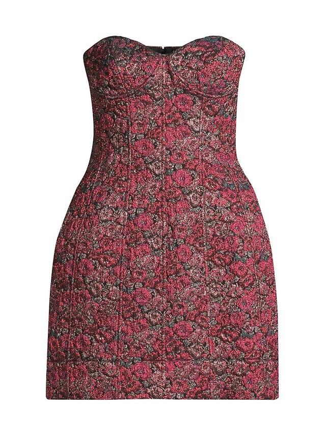 Womens Floral Jacquard Strapless Minidress Product Image