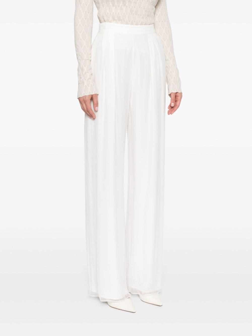 MAX MARA High-waist Silk Palazzo Trousers In White Product Image