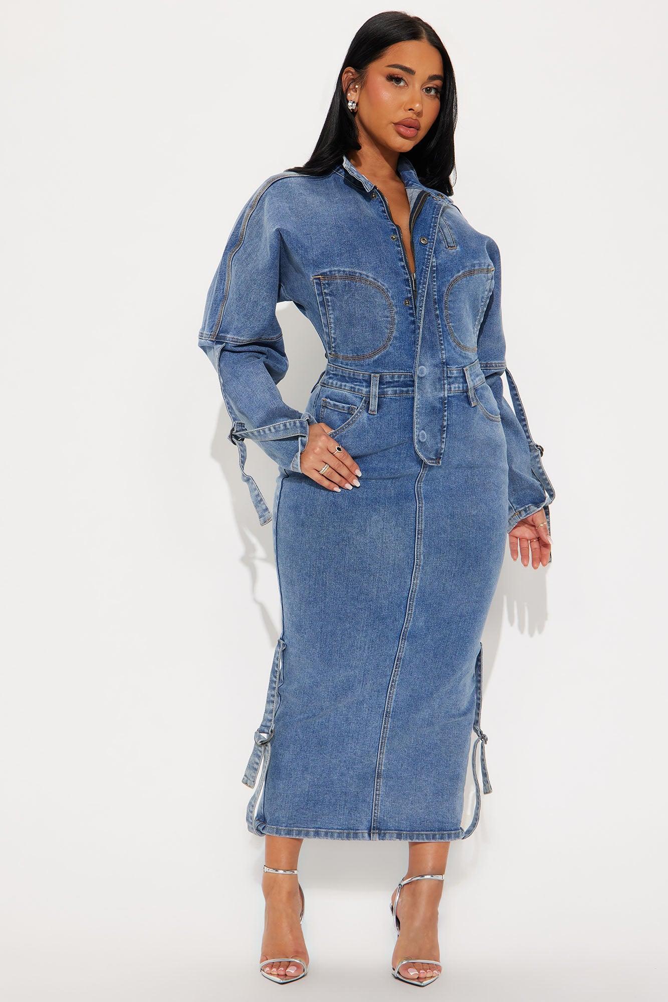 Erin Denim Midi Dress - Denim product image