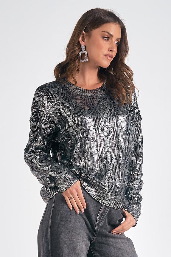 Metallic Crew Neck Sweater Product Image