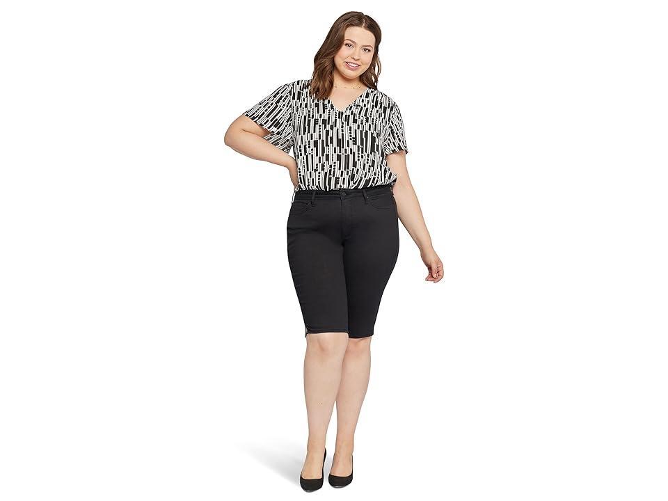 NYDJ Plus Size Bike Capris Riveted Sideseam Slits Black) Women's Clothing Product Image